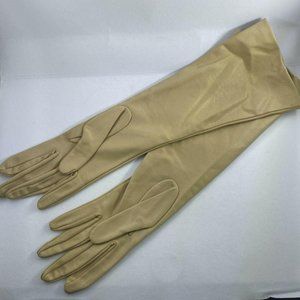 Vintage New Miss Aris Dress Gloves Womens 6.5 Beige 14.5 inches Long Nylon